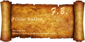 Fülöp Bálint névjegykártya